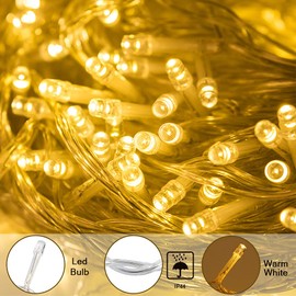 BLOOMWIN Fairy Lights Power Outdoor 50 m 300 LEDs Warm White Fairy Lights Christmas Tree with Plug Outdoor Indoor 31 V Outdoor Fairy Lights Weatherproof Balcony Garden Lighting Christmas Wedding