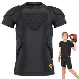 DGQY 10MM EVA Foam Protective Vest for Kids - Youth Padded Shirt for Football, Baseball, Hockey Sleeveless Chest Protector with Rib, Sternum & Back Guards Moisture Wicking & Breathable