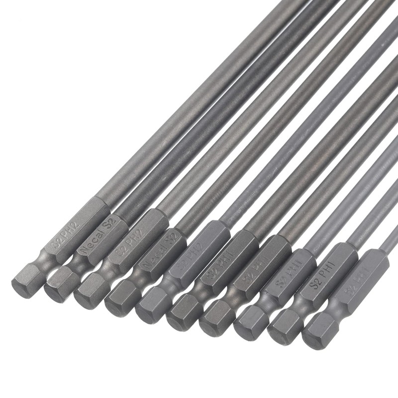 Rocaris 10 Pack Extra Long Phillips Screwdriver Bit Sets, 1/4