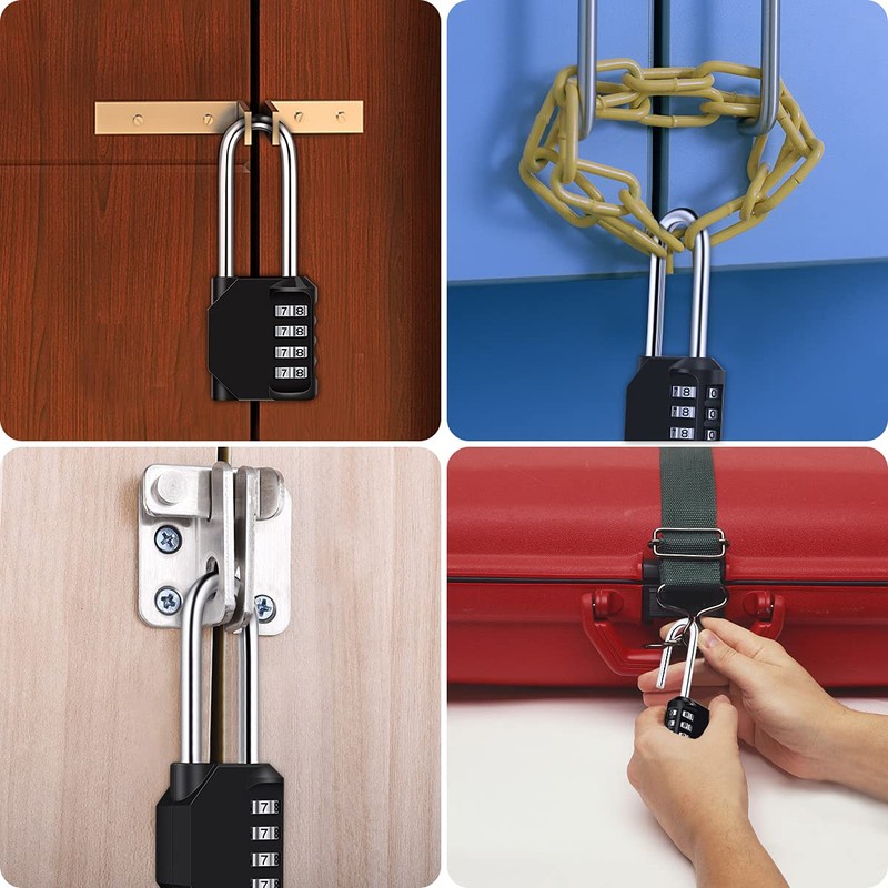 Combination Padlock, [2.6inch Long Shackle] Diyife 4 Digit Combination Lock,