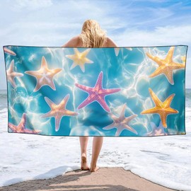 YISUMEI Starfish Beach Towels for Adults Extra Large 180 x 90 cm, Microfibre Lightweight Quick Dry Towel for Swimming Pool Cruise Travel Sports Camping