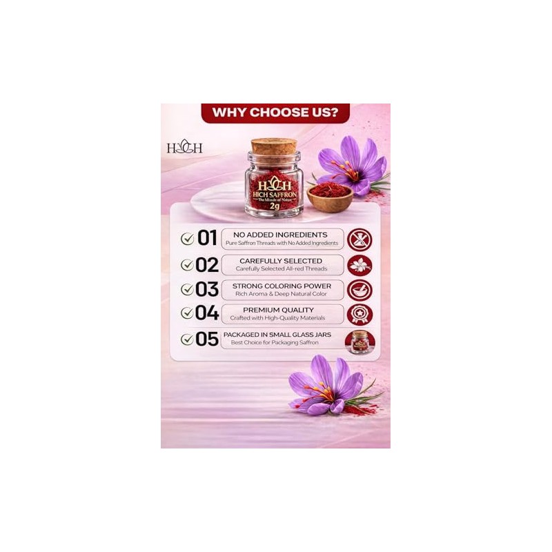 HICH SAFFRON Super Negin Saffron Threads, Premium Grade A+ Saffron,