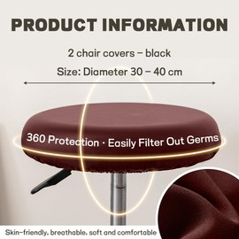 BLPRKOT Set of 2 Stool Covers, Round 30-40 cm, Luxurious Fabric, Round Bar Stool Cover, Stretchy, Wrinkle-Free, Washable, Dustproof, Soft and Durable, Transformed Stools