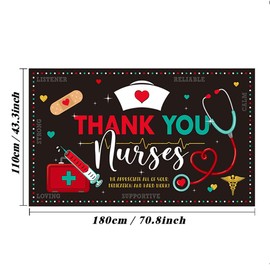 Thank You Nurses Backdrop Banner 73 x 43 Inch Nurse Appreciation Week Background Banner Happy National Nurses Week Party Decorations Medical Doctor Nursing Day Indoor Outdoor Photo Booth Props