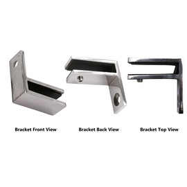 Top Hardware 90 Degree Glass to Wall Stainless Steel Bracing Clamp,Bracket,Stiffener for 1/2 and 3/8 Glass,Chrome Finish