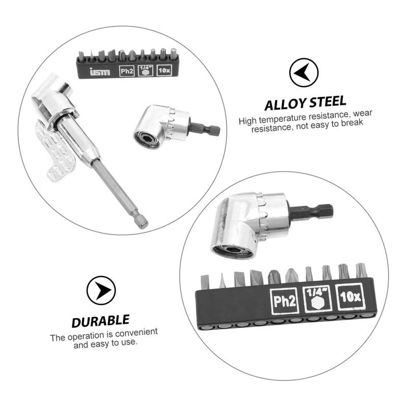 SHINEOFI 1Set Electric Screwdriver Adapter Right Angle Drill Accessories for