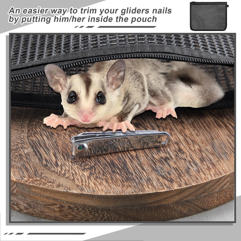 Abbylike 2 Pcs Sugar Glider Nail Trimmer Nails Trimming Pouch