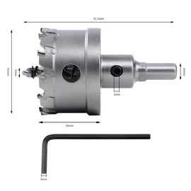Dribotway Bi-Metal Hole Saw 51mm TCT Carbide Heavy Duty Industrial Grade Stainless Steel Hole Cutter for Mental Wood Stainless Steel Plastic Copper