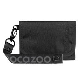 Coocazoo Black Coal, Black Wallet with Window Inside & Outside, Coin Compartment & Card Slots, Velcro Fastening, from 3rd Class, black, purse
