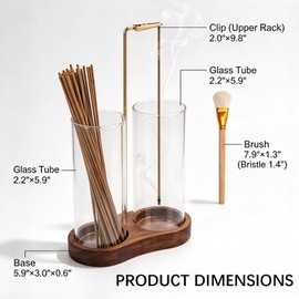 Starfa Wooden Incense Holder, 2 in 1 Burner with Long Glass Ash Catcher