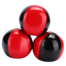Juggling Ball, Pack of 3 Red Black PU Leather Portable EPS Juggling Ball with Fine Colloidal Particles