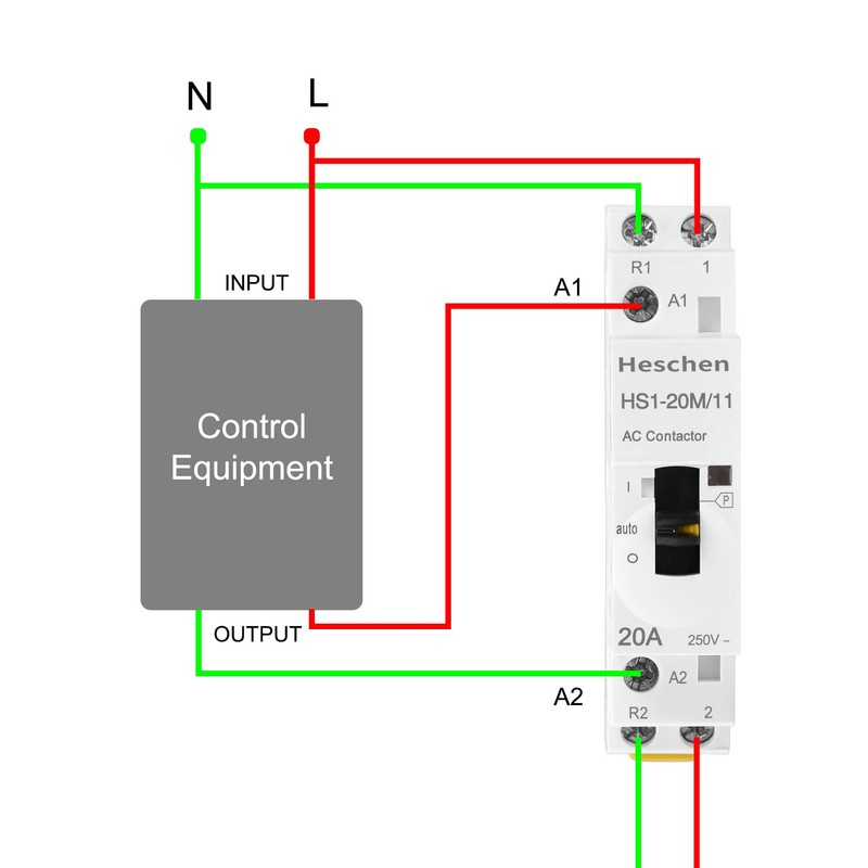 Heschen Modular Household AC Contactor, HS1-20M/11, 20A, 2 Pole, 1NO