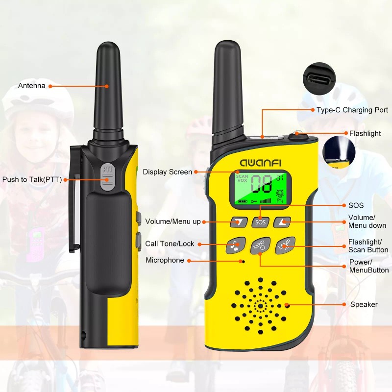 AWANFI Rechargeable Walkie Talkies for Adults Kids, Two Way Radios