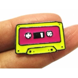 Neon Cassette Tape Metal Enamel Clutch Vintage Retro Hat Backpack Flair Vest Pin