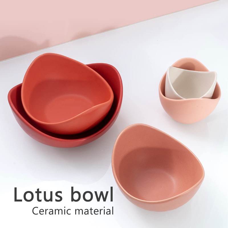 Notakia Salad Bowls, 5 Packs Serving Bowls Porcelain,Lotus Shaped Pasta