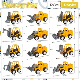 OJYUDD 12 Pcs Mini Construction Vehicles,Pull Back Engineering Vehicles,Play Figure Vehicles Toys for Birthday Party Favors,Gifts,Rewards