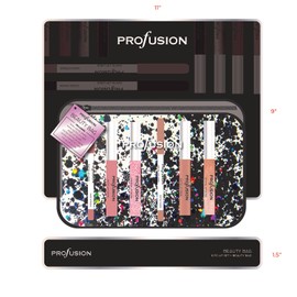 Profusion Cosmetics White Crystals Beauty Bags, Luxury, Stylish and Convenient Travel Friendly for Your Cosmetic Essentials (Lips)