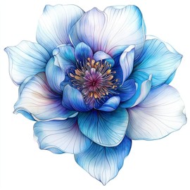 MAKTEM Blue Lotus Holographic Flower Car Decal, Waterproof Removable Flower Sticker, Peel and Stick for Car Vehicle Truck Window Laptop, 1PC (One Blue)