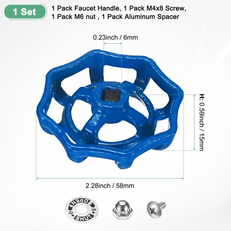 M METERXITY 1-Set Outside Faucet Handle, 6x6mm Paint Cast Iron