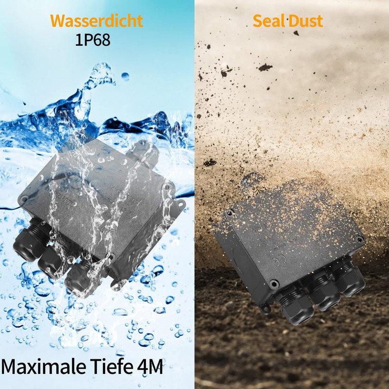 Electrical Junction Box, Waterproof IP68 4-Way External Junction Box, Cable
