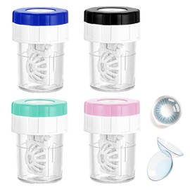 ZFRITP 4 Stück Kontaktlinsenbehälter,Kontaktlinsenbehälter Mit Katalysator,Kontaktlinsenbehälter Hoch,Rotations-Kontaktlinsenreinigungsbehälter Für Den Täglichen Gebrauch Zuhause Reisen