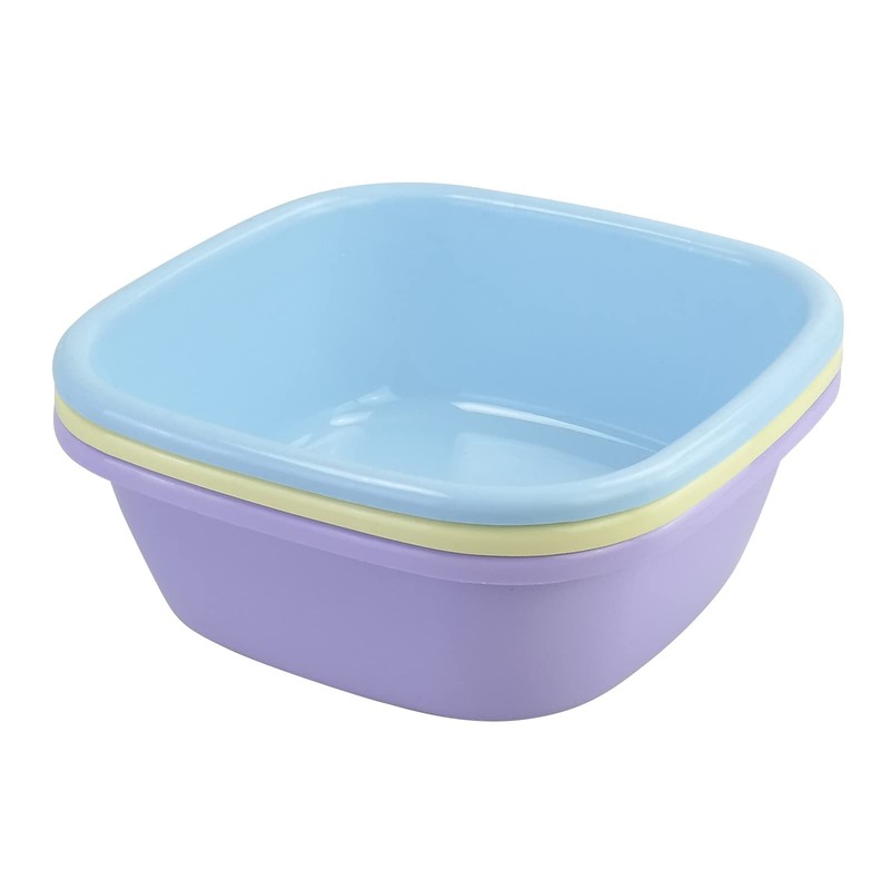 Jekiyo 3 Pack Plastic Wash Basin, 8 Quart Small Square
