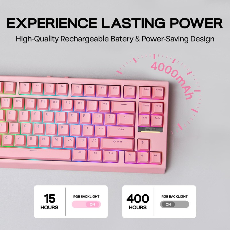 EPOMAKER G84 80% RGB Gaming Mechanical Keyboard, 2.4GHz/ Type-C/BT Wireless