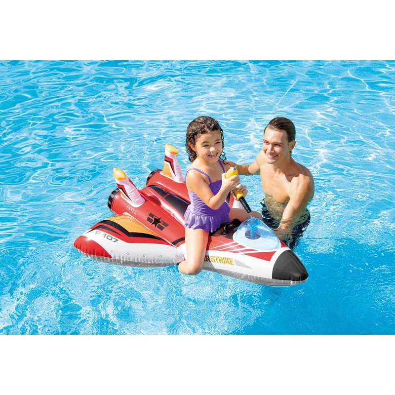 Intex 57536NP Inflatable Aeroplane with Water Gun Plane Ride-On (Red)