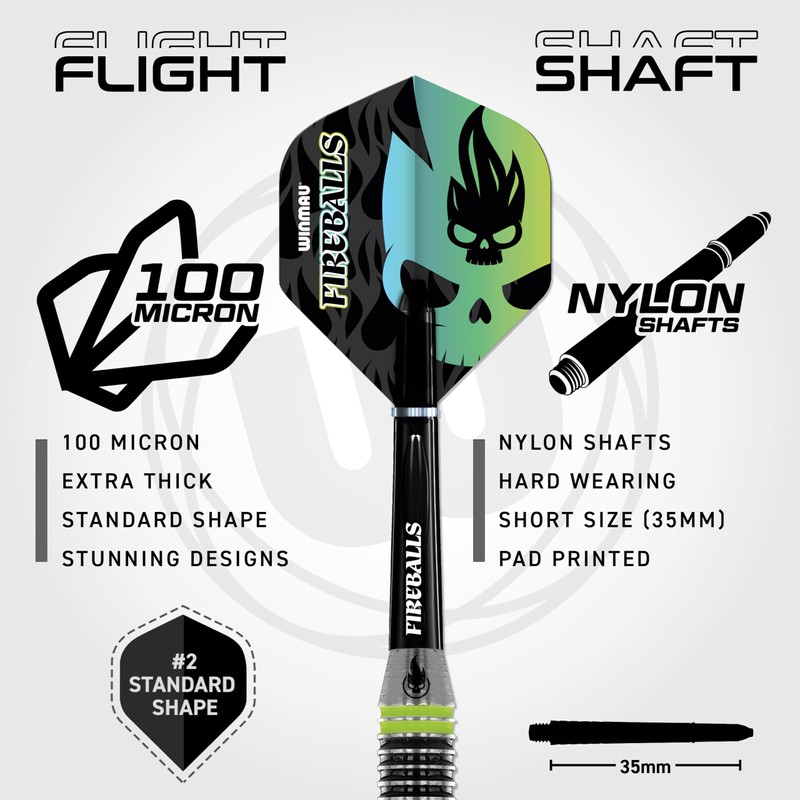 WINMAU Darts Fireball 22g Brass Steel Tip Darts Set with