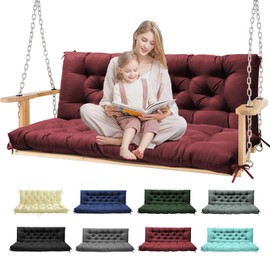 Tycdiose Porch Swing Cushions, Patio Swing Cushions Waterproof for Outdoor Furniture Thickened Outdoor Swing Bench Cushions 2-3 Seater Replacement with Ties for Patio Swing (Red, 60x40 in)