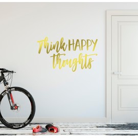 24"x13" Think Happy Thoughts Workout Success Goal Positive Thinking Challenge Wall Decal Sticker Art Mural Home Decor