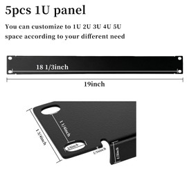 1U Blank Panel Rack Mount Spacer Filler Panel 19" Black Rack Blanking Blind Panel for Server Network Rack Enclosure Or Cabinet-5pcs (1U-5PCs)