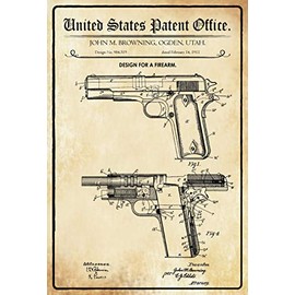 Schatzmix Patent Design for a Weapon Browning Metal Sign Wall Decoration 20 x 30 cm Tin Sign Tin Sign Sheet Metal Multi-Coloured