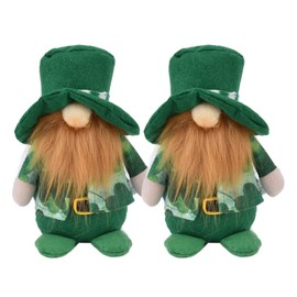 St. Patrick's Day Gnom, 2PCS Kobold-Plüsch-Puppe, Elfe, Gesichtslose, Grüne Irische Ornamente mit Hut für St. Patrick's Day Decor, Grünes Blatt, Festivalpuppe(Herren)