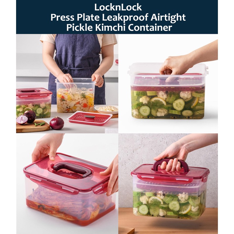 Lock & Lock BPA Free Rectangular Pickle Kimchi Press Ferment