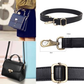 JAKAGO 140cm Universal Replacement Adjustable Leather Shoulder Strap with Metal Swivel Hooks for Leather Crossbody Bag Briefcase Messenger Bag Shoulder Bag Satchel DIY Purse Making (Black)