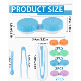 MYGLOAR Contact Lens Case and 2 x Tweezers, Coloured Contact Lens Containers, Contact Lens Cases, Travel Contact Lens Case Set, Leak-Proof Travel Contact Lens Case for Home and On the Go, colour