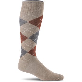 Sockwell Men's Argyle Graduated Compression Socks-Ideal for Travel-Sports-Prolonged Sitting and Standing-Reduces Swelling, Khaki, Large/X-Large