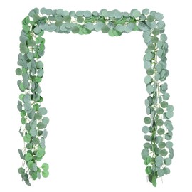 M METERXITY 6-Pack Artificial Eucalyptus Garland with 72 Leaves 6.9Feet Faux Eucalyptus Greenery Garland for Home Decor/Wedding/Christmas/DIY/Party/Home/Garden Office [Grey White Green]