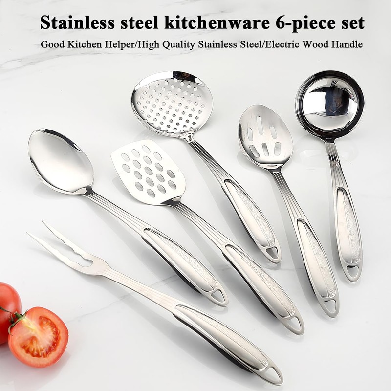 Berglander Stainless Steel Kitchen Utensils Set 6 Pcs, Cooking Utensil