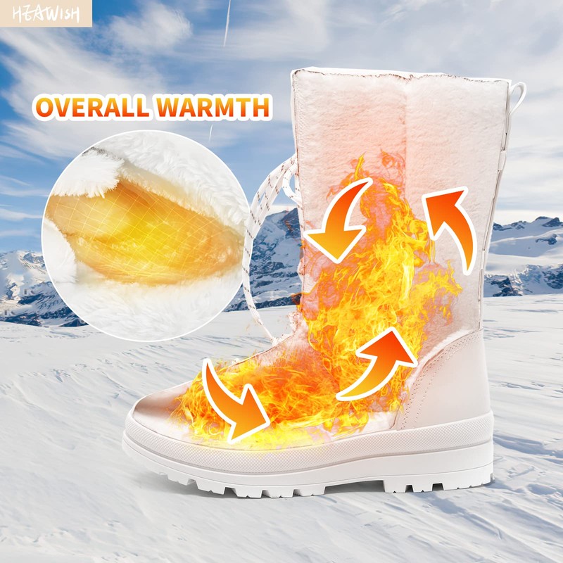 HEAWISH Women’s Winter Snow Boot Fur Lined Mid Calf Warm