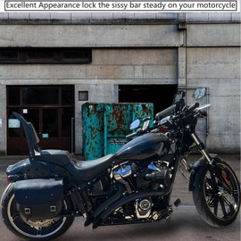 Detachable FLFB FXBR Backrest Sissy Bar Passenger Back Rest Pad w/Docking Hardware Fit for Harley Softail Fat Boy 2018-2024, Breakout 2013-2023 (22" Height, Gloss Black)