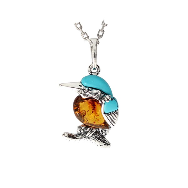Artisana-Schmuck Amber Kingfisher Pendant (without Chain) Made of Amber and