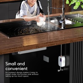 Tankless Water Heater Electric, 3000W 110V Under Sink Instant Hot Water Heater, Mini RV On Demand Water Heater for Kitchen Bathroom, white