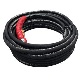 Pressure Power Washer Hose 4000 PSI Black 1/4" x 50 FT Wire Braided Rubber 3/8" quick connect ends