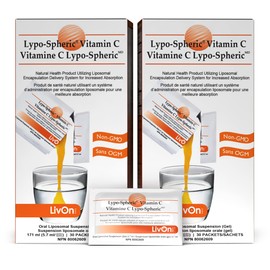LivOn Laboratories LypoCSpheric Vitamin C C 1,000 mg Vitamin C & 1,000 mg Essential Phospholipids Per Packet C Liposome Encapsulated for Improved Absorption C NonCGMO(2cartons,60 packets)