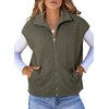 Dokotoo Womens Vest 2025 Fall Casual Turn-down Collar Zipper Up