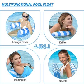 FUNNYTA 2 Pack Water Hammock, 4-in-1 Multi-Portable Water Pool Float Hammock (Saddle, Lounge Chair, Hammock and Drifter) for Adults, Suitable for Travel, Family and Recreation
