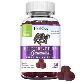HERBION Elderberry Gummies with Vitamin C & Zinc - Healthy Immune System Support - Gluten-Free & Gelatin-Free - 60 Gummies for Adults & Children 4 Yea