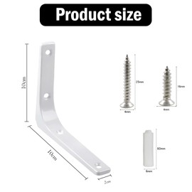 6 Pcs Shelf Bracket, Shelf Brackets, Brackets, Brackets for Shelves, Shelf Bracket Corner Brace Angle Bracket Shelf Support Wall Hanging 100mm*100mm, Metal Bright White Finished